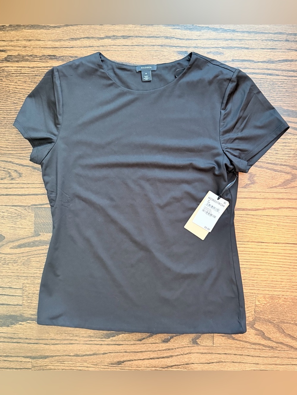 NWT Halogen Black Short Sleeve Crewneck Top - size medium